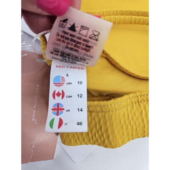 New Red Carter Cali Textured Triangle Bikini Top Womens L Yellow  Swim Suit - Picture 7 of 11
